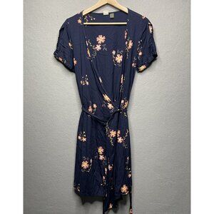 Roxy Womens Floral Kimono Robe Cardigan With Tie Waist EU M US 8 Navy Pink